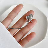 Geometric Heart Ear Bone Clip Silver Metal Ear Clip Earrings For Women