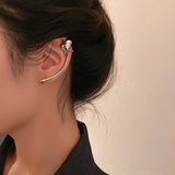 Geometric Heart Ear Bone Clip Silver Metal Ear Clip Earrings For Women