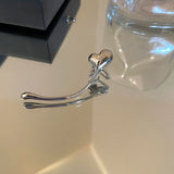 Geometric Heart Ear Bone Clip Silver Metal Ear Clip Earrings For Women