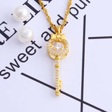 Golden Key Water Wave Chain Pendant Jewelry Gift For Women