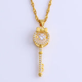 Golden Key Water Wave Chain Pendant Jewelry Gift For Women