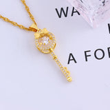 Golden Key Water Wave Chain Pendant Jewelry Gift For Women