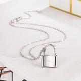 Lock Pendant Necklace 925 Sterling Silver Choker Charm Jewelry Gift