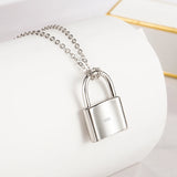 Lock Pendant Necklace 925 Sterling Silver Choker Charm Jewelry Gift