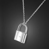 Lock Pendant Necklace 925 Sterling Silver Choker Charm Jewelry Gift