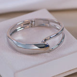 Metal Geometric Open Bangle for Women Plated Big Cuff Bracelets