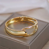 Metal Geometric Open Bangle for Women Plated Big Cuff Bracelets