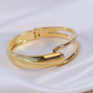 Metal Geometric Open Bangle for Women Plated Big Cuff Bracelets