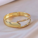 Metal Geometric Open Bangle for Women Plated Big Cuff Bracelets