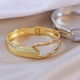 Metal Geometric Open Bangle for Women Plated Big Cuff Bracelets