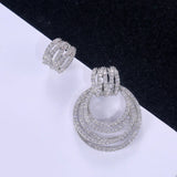 Sparkly Pave 5a Zircon Stud Earrings For Women 925 Silver Cocktail Fine Jewelry