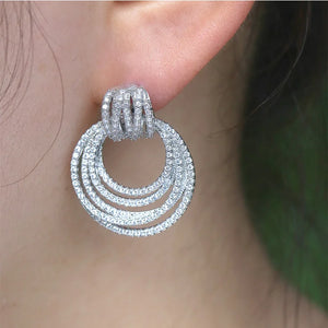 Sparkly Pave 5a Zircon Stud Earrings For Women 925 Silver Cocktail Fine Jewelry