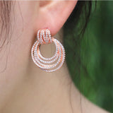 Sparkly Pave 5a Zircon Stud Earrings For Women 925 Silver Cocktail Fine Jewelry