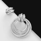 Sparkly Pave 5a Zircon Stud Earrings For Women 925 Silver Cocktail Fine Jewelry