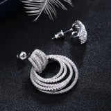 Sparkly Pave 5a Zircon Stud Earrings For Women 925 Silver Cocktail Fine Jewelry