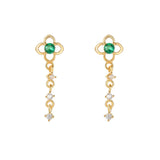 Green CZ Hoop Earrings Stainless Steel Small Pendant Cartilage Piercing