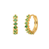 Green CZ Hoop Earrings Stainless Steel Small Pendant Cartilage Piercing