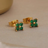 Green CZ Hoop Earrings Stainless Steel Small Pendant Cartilage Piercing