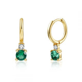 Green CZ Hoop Earrings Stainless Steel Small Pendant Cartilage Piercing