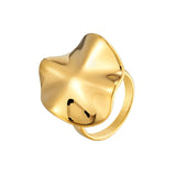 Stainless Steel Leaves Rings Statement Metal 18 K Leaf Ring For Women