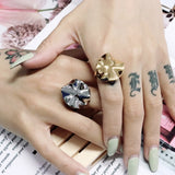 Stainless Steel Leaves Rings Statement Metal 18 K Leaf Ring For Women
