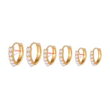 Stainless Steel Pearl Hoop Earrings Women Minimal Cartilage Piercing Jewelry
