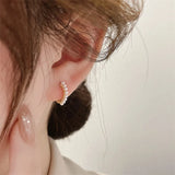 Stainless Steel Pearl Hoop Earrings Women Minimal Cartilage Piercing Jewelry