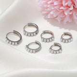 Stainless Steel Pearl Hoop Earrings Women Minimal Cartilage Piercing Jewelry
