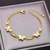 Stainless Steel Butterfly Zircon Chain Bracelet For Women