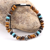 Skull Charm Stone Men Bracelet Stainless Steel Natural Adjustable Gift