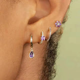 Tiny Water Drop Hoop Earring Crystal Zirconia Cartilage Jewelry