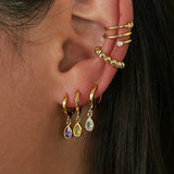 Tiny Water Drop Hoop Earring Crystal Zirconia Cartilage Jewelry
