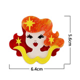 Yellow Hair Lady Acrylic Brooch Pin Resin Figure Jewelry