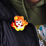 Yellow Hair Lady Acrylic Brooch Pin Resin Figure Jewelry