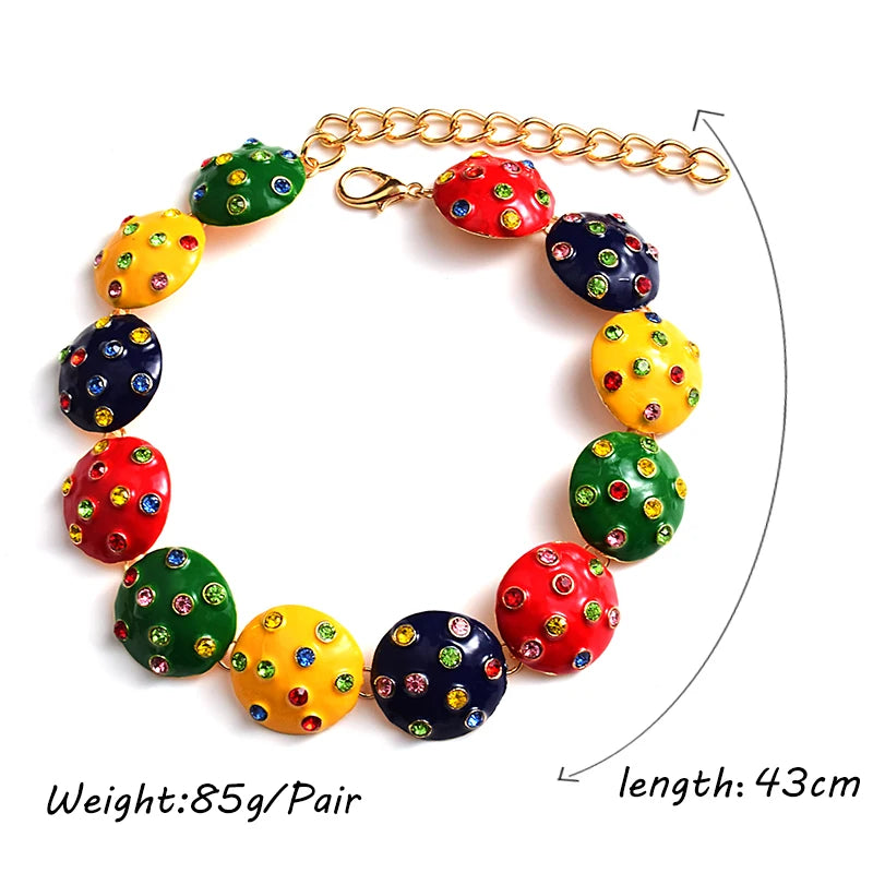 Colorful Rhinestone Metal Necklaces for Women