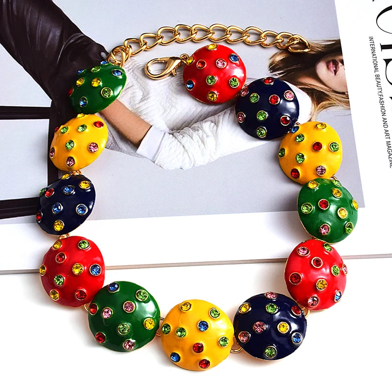 Colorful Rhinestone Metal Necklaces for Women