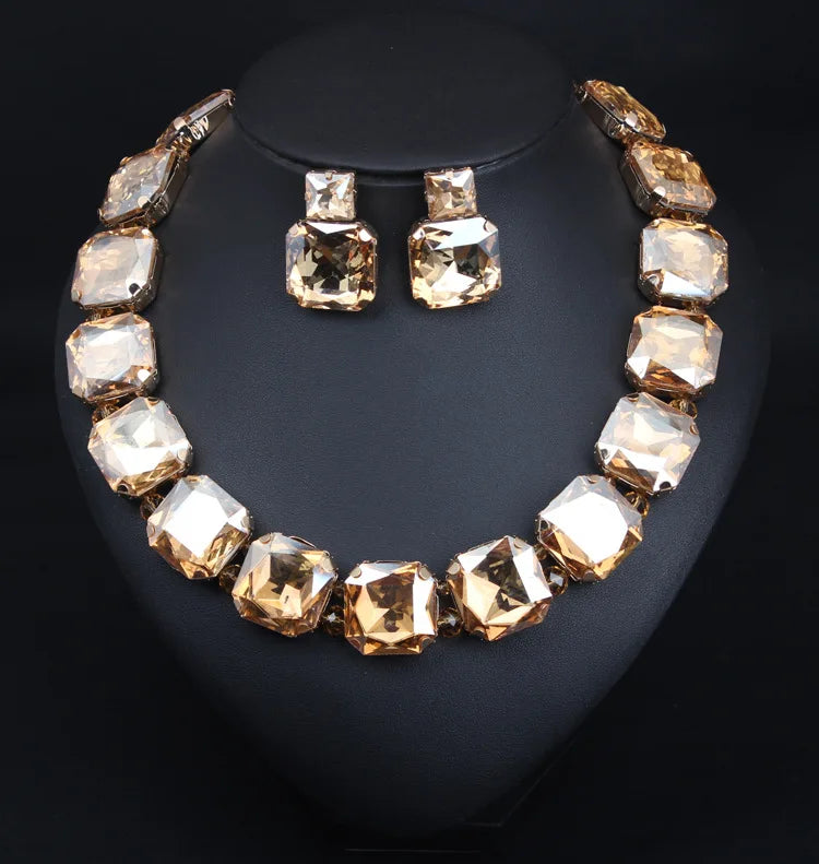 Colorful Rhinestones Red Necklaces High-Quality Crystal Jewelry