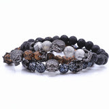 Stone Bracelet Skull Micro Pave CZ beads Crown Zircon Bracelet