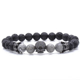 Stone Bracelet Skull Micro Pave CZ beads Crown Zircon Bracelet