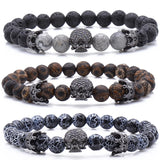 Stone Bracelet Skull Micro Pave CZ beads Crown Zircon Bracelet
