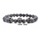 Stone Bracelet Skull Micro Pave CZ beads Crown Zircon Bracelet