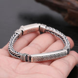 Texture Men Bracelet Silver Chinese Style Retro Punk Male Creative