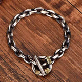 Men's Thick Silver Bracelet Motorcycle Style Jewelry