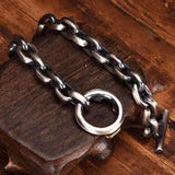 Men's Thick Silver Bracelet Motorcycle Style Jewelry