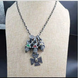 Retro Three Skull Necklaces All-match Sweater Necklace Men's Jewelry