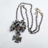 Retro Three Skull Necklaces All-match Sweater Necklace Men's Jewelry