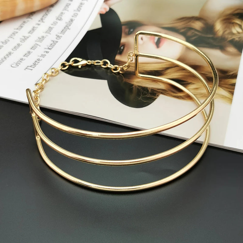 Alloy Torques Choker Chunky Metal Collar Statement Necklace Maxi Jewelry