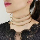 Alloy Torques Choker Chunky Metal Collar Statement Necklace Maxi Jewelry