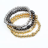 Men Women 6MM Stainless Steel Beads Strand Bracelet For Couples