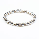 Men Women 6MM Stainless Steel Beads Strand Bracelet For Couples